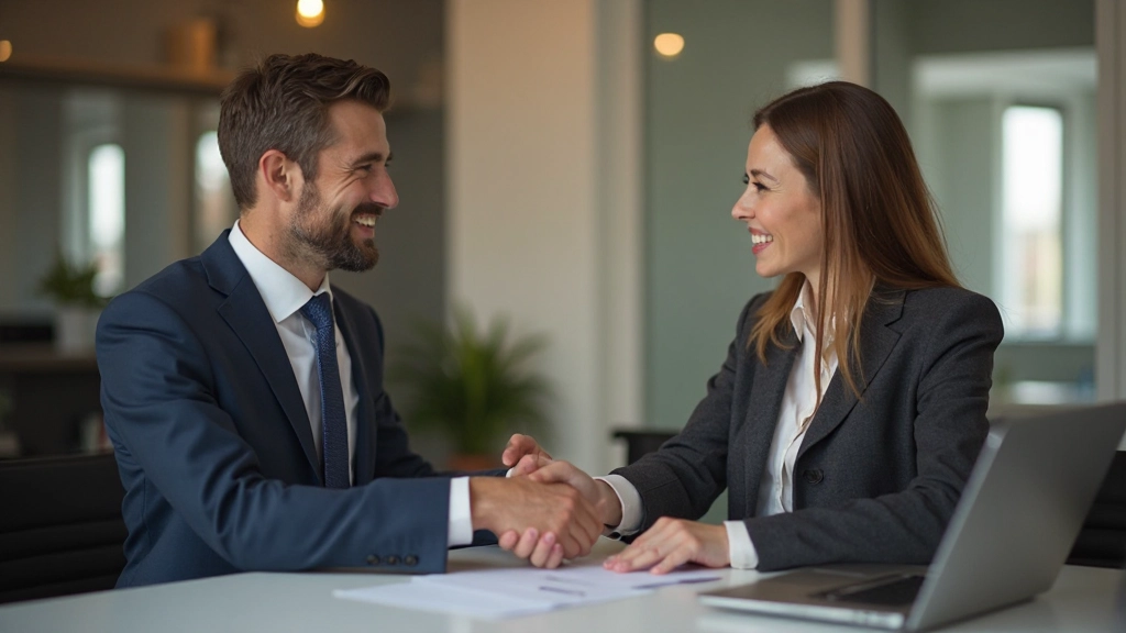 Twee zakenmensen in succesvol gesprek aan conferentietafel