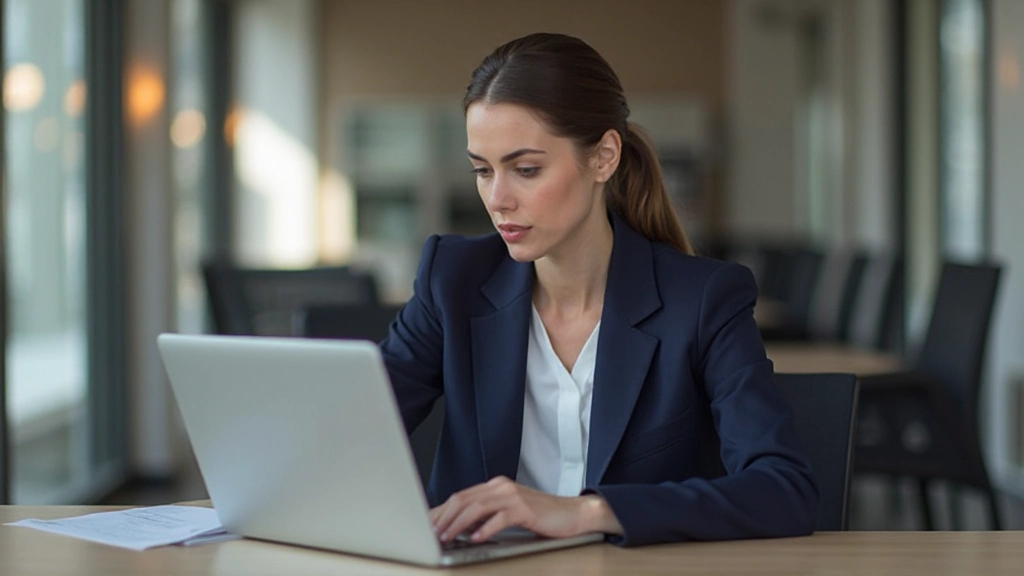 Professionele persoon werkend aan laptop met zakelijke e-mailcorrespondentie